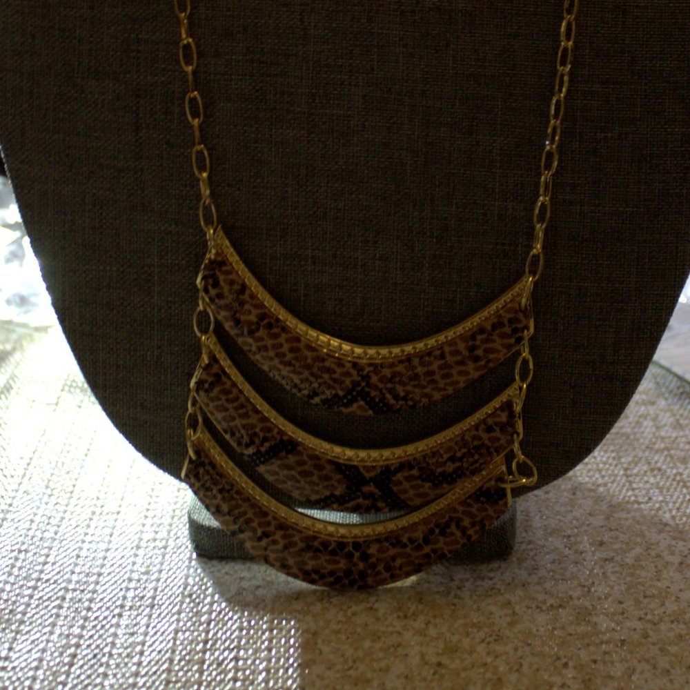 Apt.9 Snakeskin Large Curved Bar Necklace